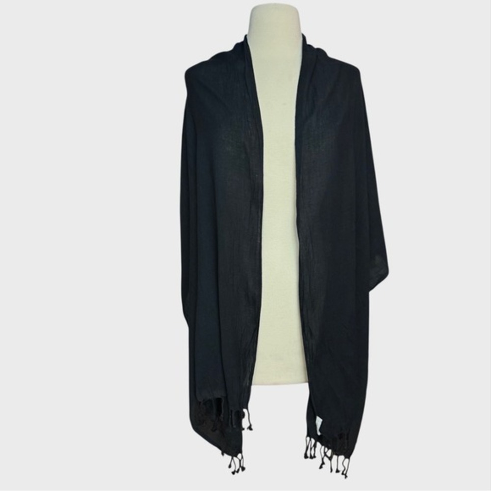 Black Soft Fringe Witchy Goth Scarf Wrap Soft and Cozy Halloween Fall Autumn